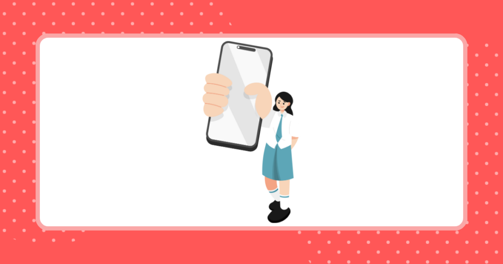 スマホを手に持つ女子中学生のイメージイラスト