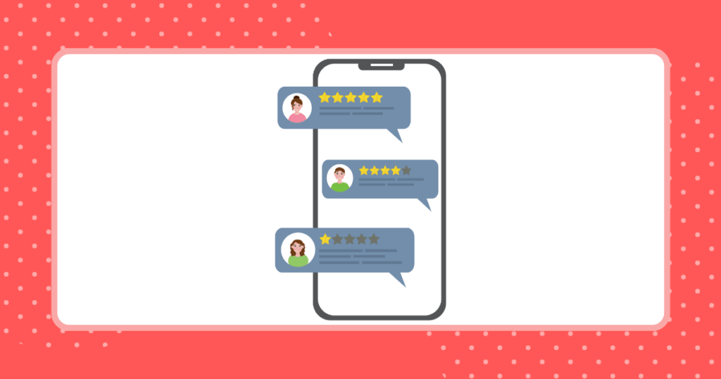 スマホで口コミや評判を確認するイメージイラスト