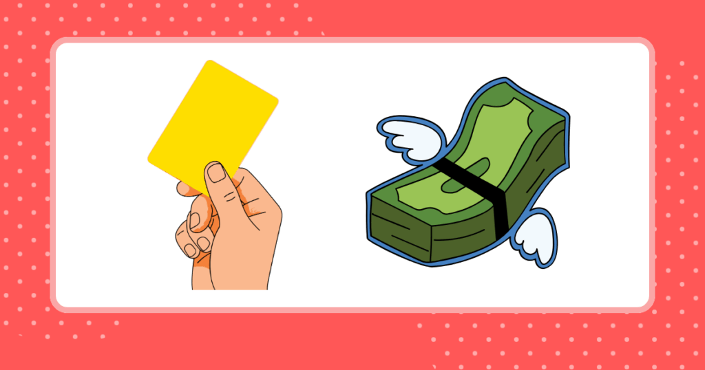 イエローカードとお金が飛んでいくイメージイラスト