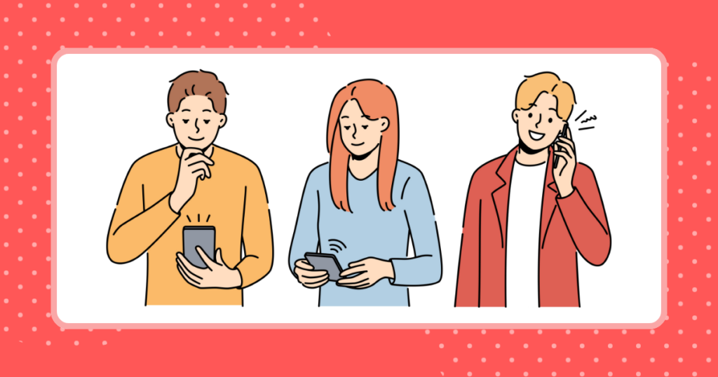インターネットや電話で手続をしているイメージイラスト