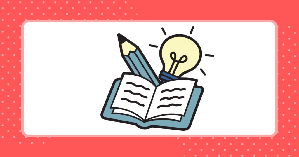 鉛筆とノートの間に電球が書かれているイメージイラスト