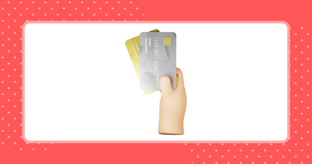 右手で２枚のクレジットカード持っているイメージイラスト