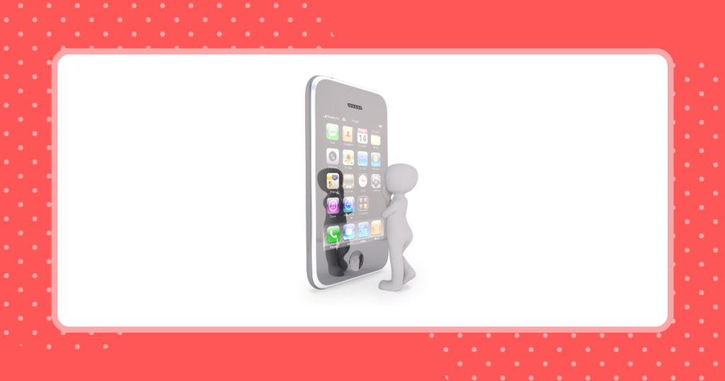 iPhoneを眺めている人のイメージイラスト