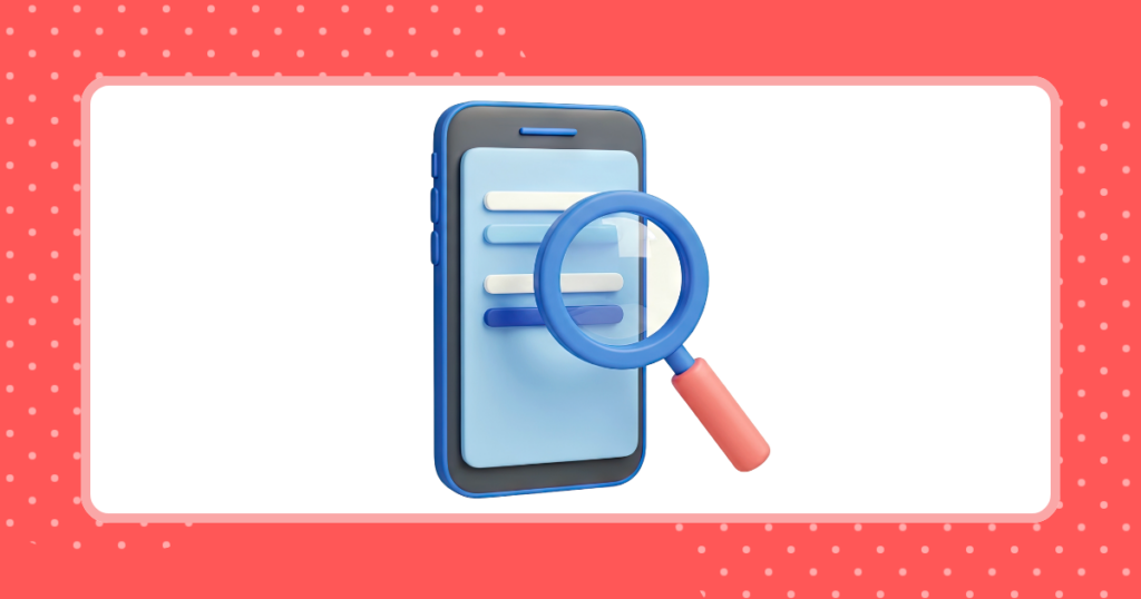 スマホを虫眼鏡で調査しているイメージイラスト