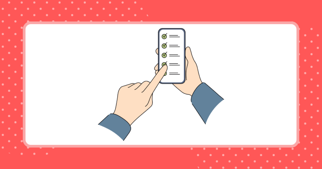 スマホで情報をチェックしている人の手のイメージイラスト
