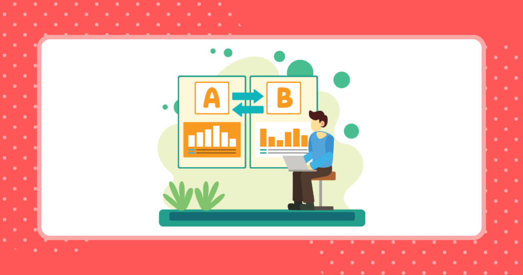 パソコンで2つのプランを比較検討している人のイメージイラスト