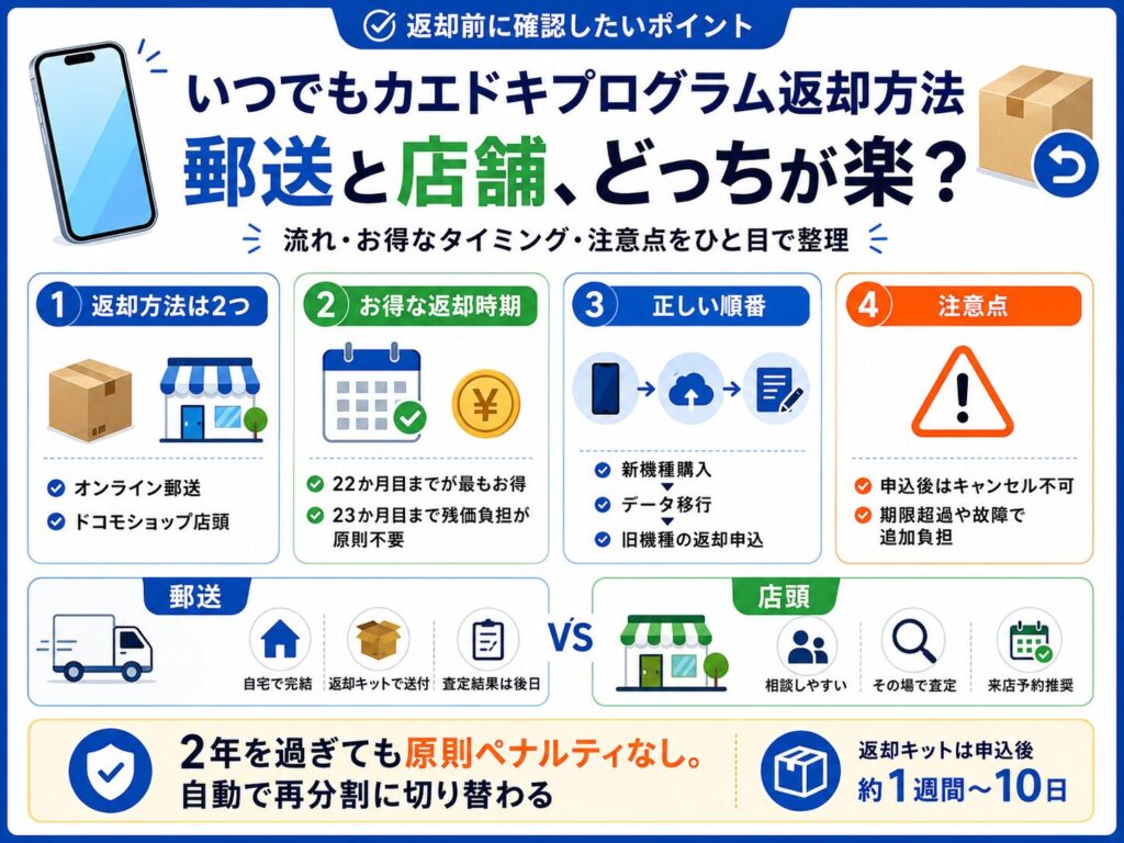 いつでもカエドキプログラム返却方法に関するオリジナルスライド